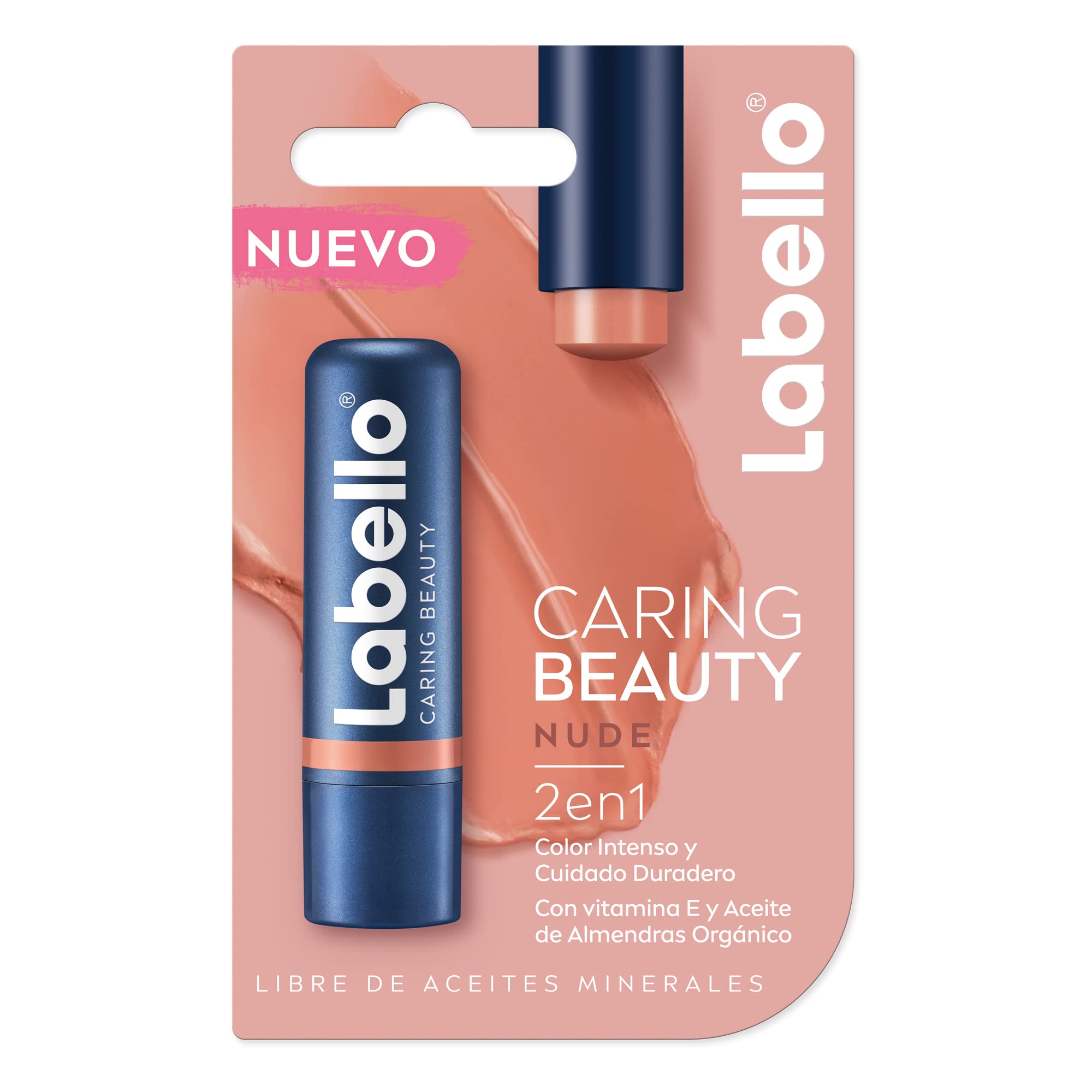 Labello Nude Caring Beauty Color Intenso Con Vitamina E Y Aceite De Almendras