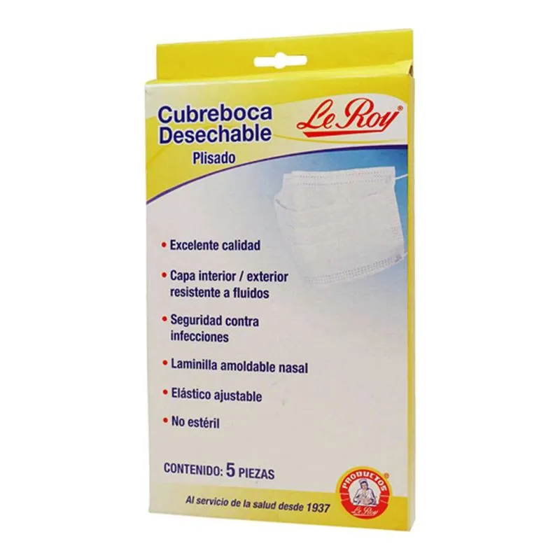 Le Roy Cubreboca Desechable Plisado Azul
