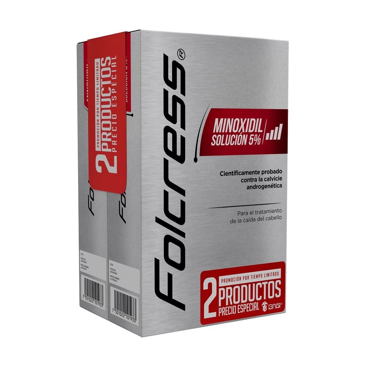 Folcress Solución Anticaída Minoxidil 5% 2 Frascos Con 60ml C/u