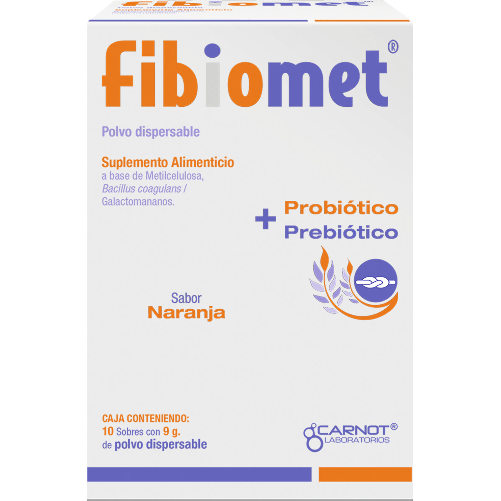 Fibiomet Polvo Dispersable Sabor Naranja Con Probiótico + Prebiótico