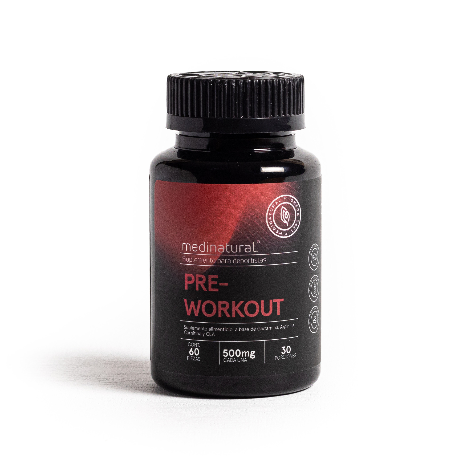 Medinatural Pre Workout 500mg 60 Cápsulas
