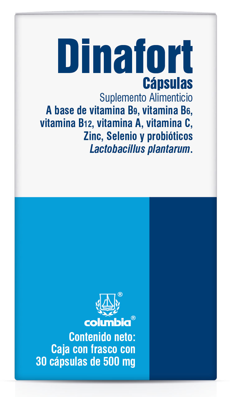 Dinafort Cápsulas A Base De Vitaminas A, B6, B9, B12 Y C, Zinc, Selenio Y Probióticos