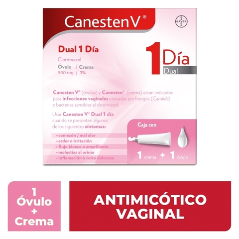 Canesten V Para Infecciones Vaginales Dual 1 Día Óvulo + Crema