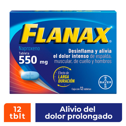 Flanax 550 Mg Desinflama Y Alivia Dolor Intenso Muscular, De Espalda, Cuello Y Hombros