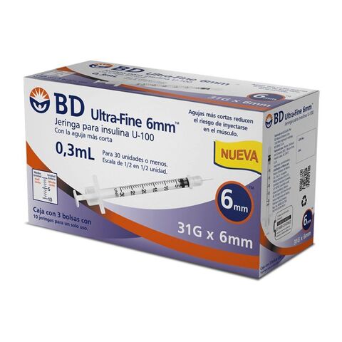 Bd Ultra-fine Jeringa Para Insulina U-100 0.3ml 31gx6mm