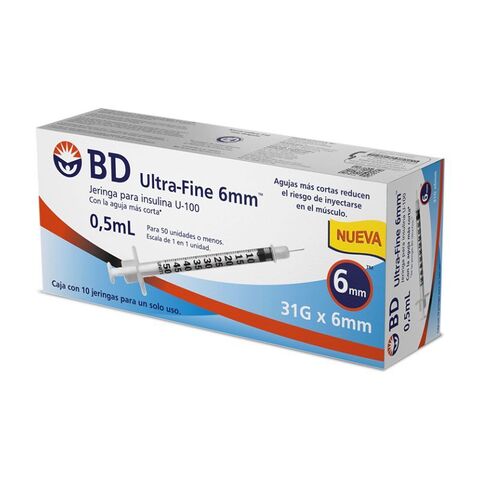 Bd Ultra-fine Jeringa Para Insulina U-100 0.5ml 31gx6mm