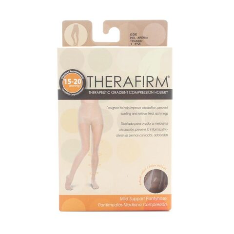 Therafirm Pantimedias Mediana De Compresión Color Piel Arena Talla Grande 15-20mmhg