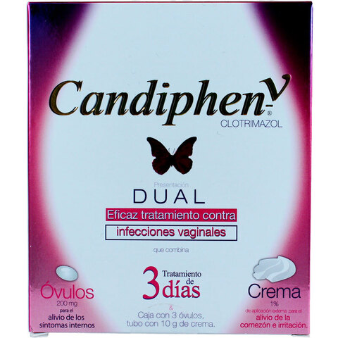 Candiphen V Dual 3 Días, 2 Óvulos De 200mg + Crema De 10gr