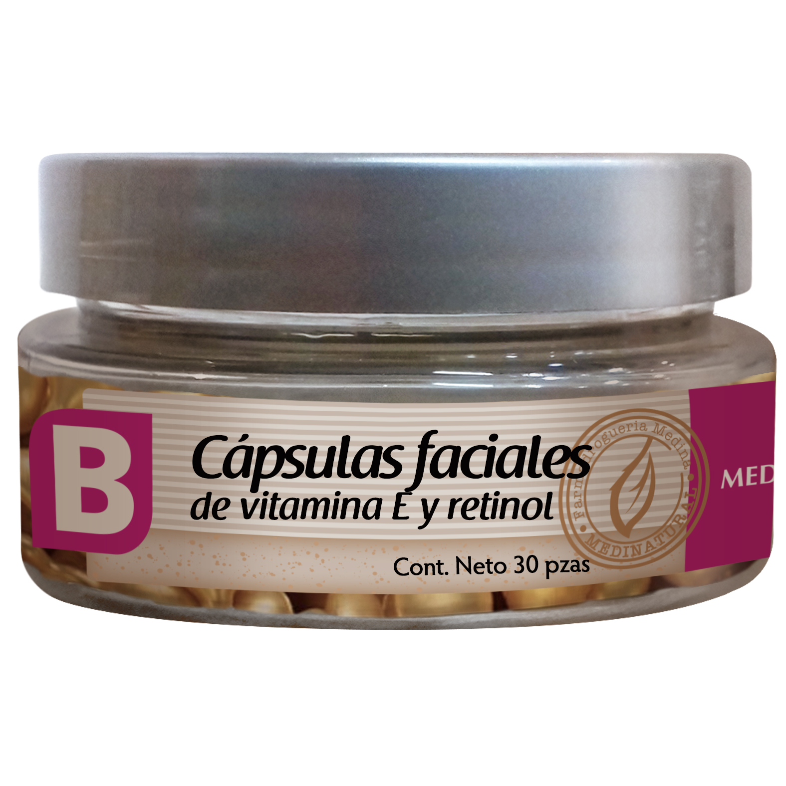 Medinatural Cápsulas Faciales Vitamina E + Retinol 30 Pzas
