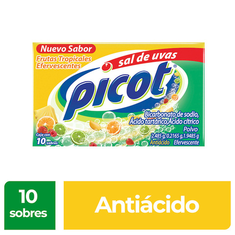 Sal De Uvas Picot Sabor Frutas Tropicales Antiácido Efervecente