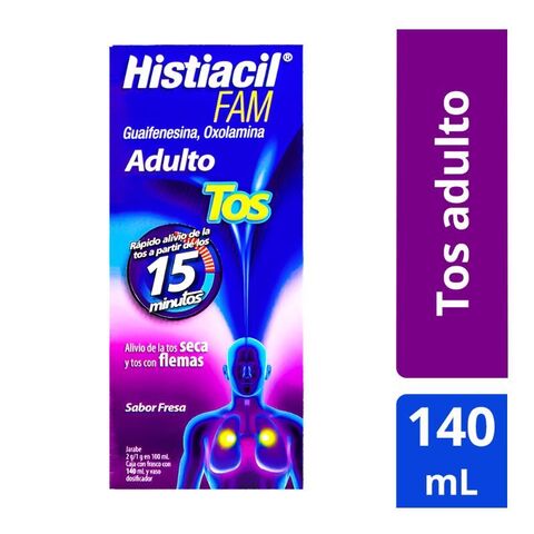 Histiacil Fam Adulto Para Tos Seca Y Con Flemas Jarabe Sabor Fresa