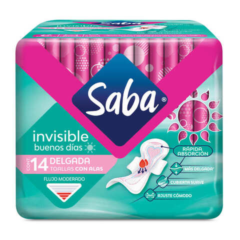 Saba Ultra Invisible Toallas Femeninas Delgadas Con Alas Flujo Moderado