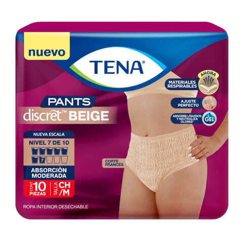 Tena Pants Discret Beige Ropa Interior Desechable Talla Ch/m Absorción Moderada